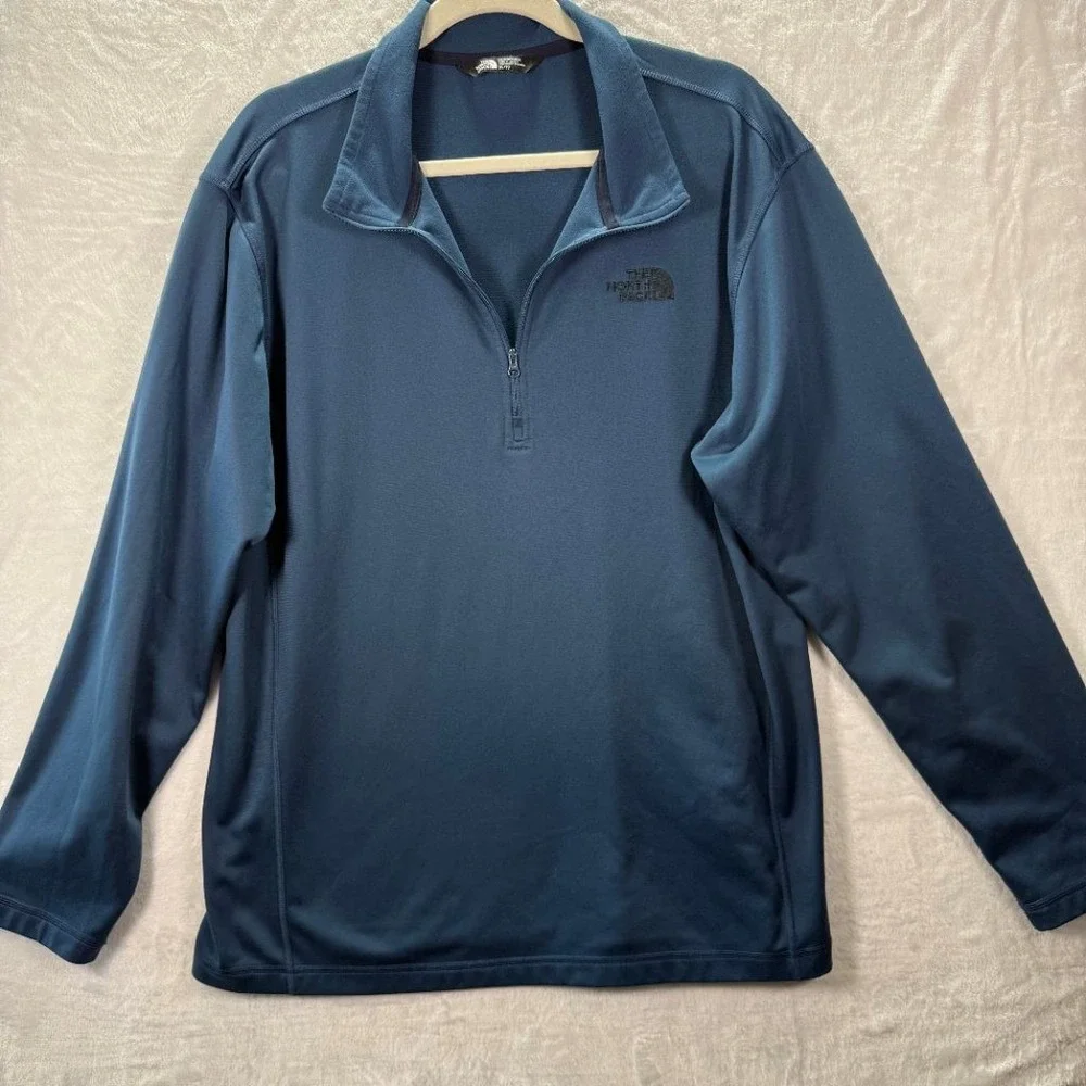 The North Face Mens XL Blue 1/4 Zip Fleece Pullover Athletic Long Sleeve Jacket